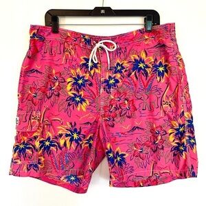 Polo Ralph Lauren Pink and Yellow Board Shorts Swimwear Mens Size Large